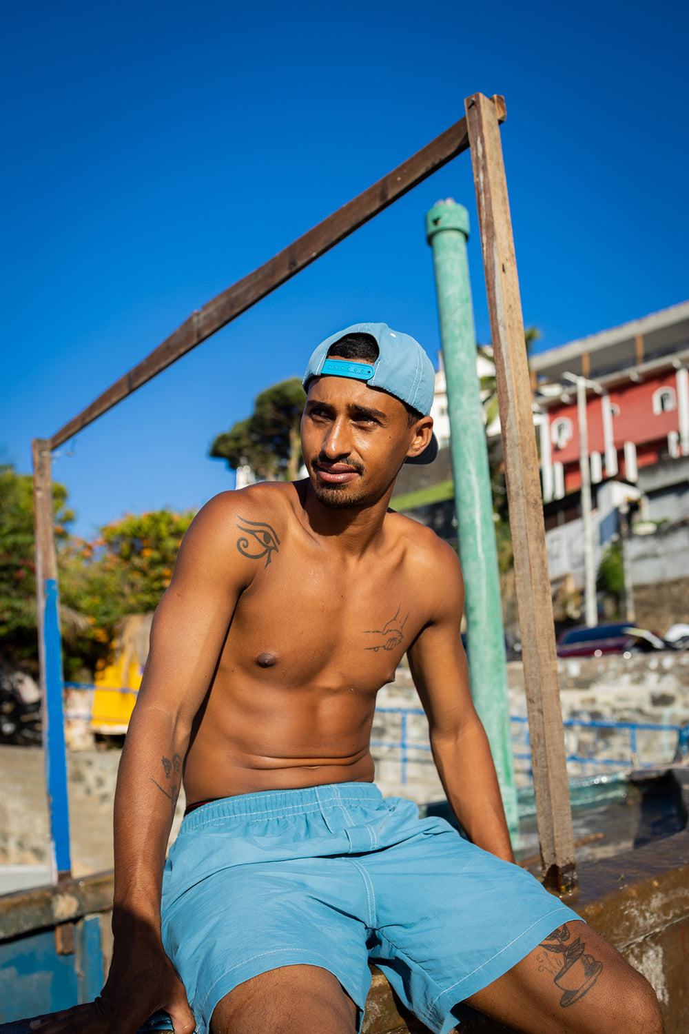 Shorts Tupode Log Contraste Azul