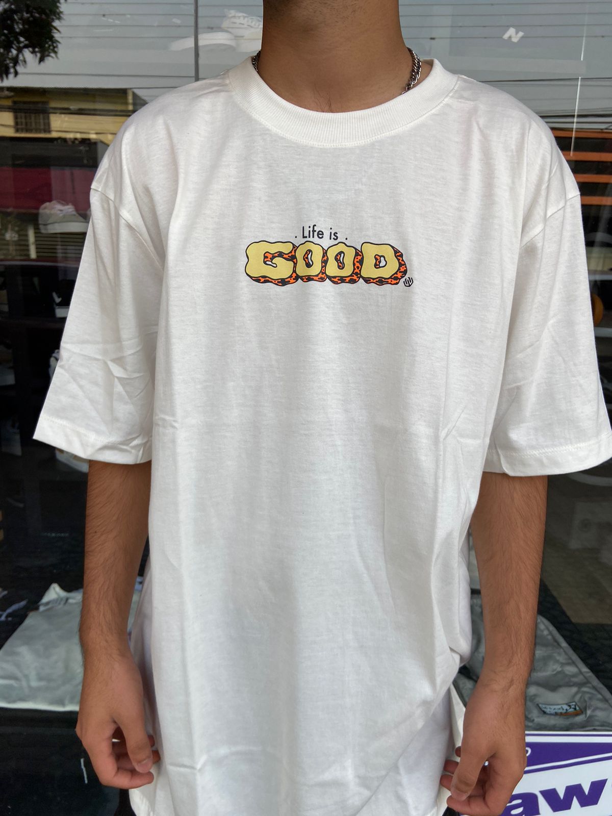 Camiseta John Roger Life Is Good Off White