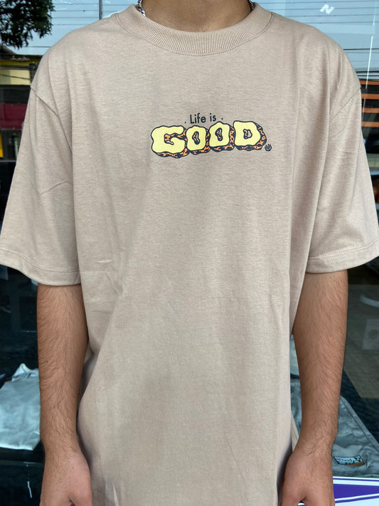 Camiseta John Roger Life Is Good Bege