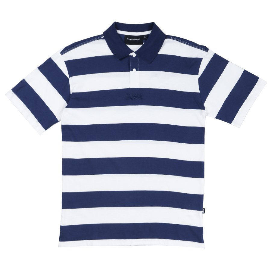 Camiseta Baw Polo Listrada Bordado Azul