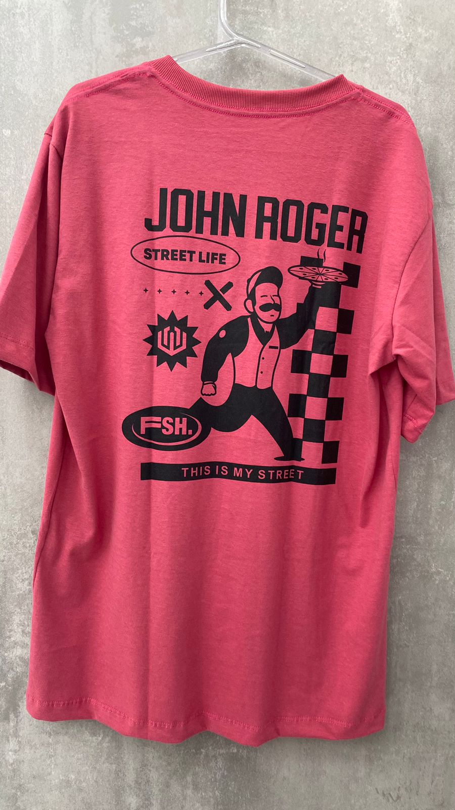 Camiseta John Roger Pizza Guy Rosa