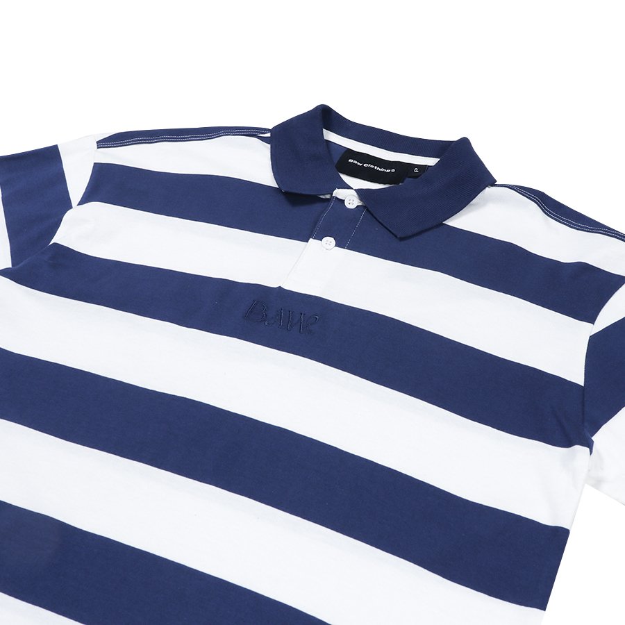 Camiseta Baw Polo Listrada Bordado Azul